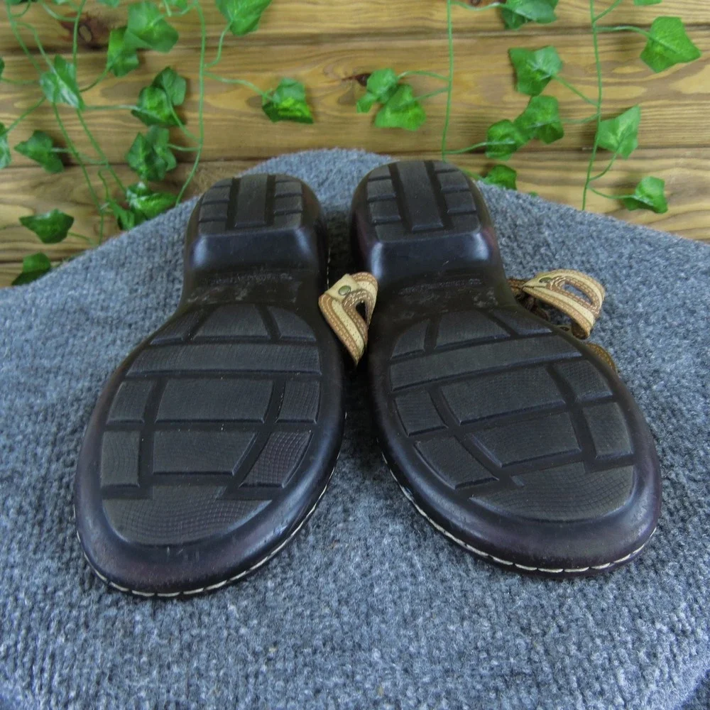 Naturalizer Women's‎ Sandals Brown Leather Wedge Non-Adjustable Straps 9.5 M